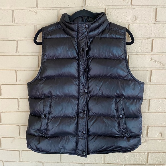 J Crew Vest Womens Large L Black Alhambra Puffer Down Shiny Commute Ski Hike - Picture 2 of 7